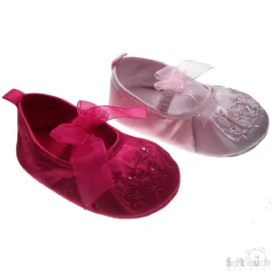 Girls Embroidered Satin Shoes (B2076)